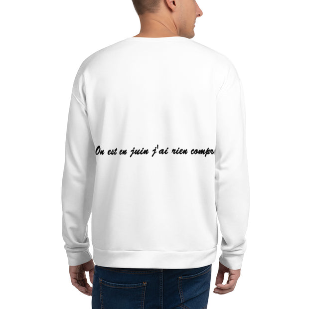 Sweatshirt brodé "J'suis où wesh on est en juin j'ai rien compris"